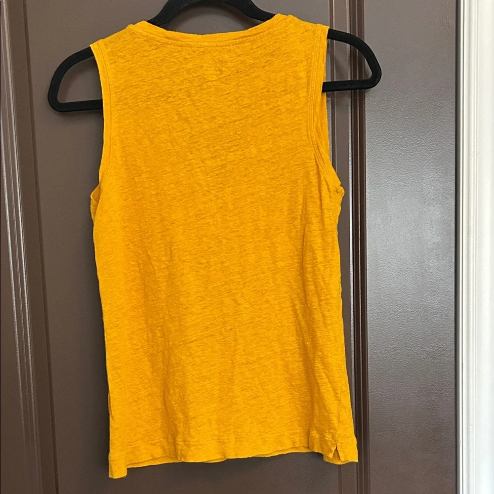 J. Crew 100% Linen Sleeveless V-Neck Pocket Tank in Mustard Yellow Small - Picture 5 of 6